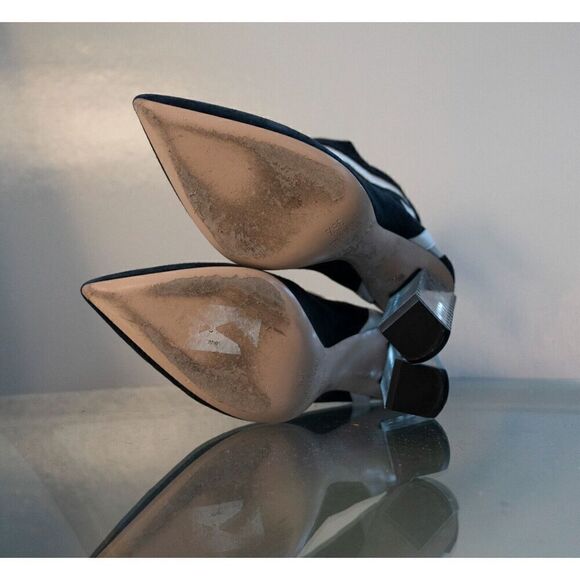 Aperlai Leather Womens Pointed Toe Ankle Bootie Block Heels Black Size EUR 36.5 - Picture 6 of 8